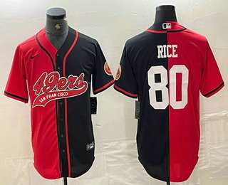 Mens San Francisco 49ers #80 Jerry Rice Red Black Two Tone Cool Base Stitched Baseball Jersey->->NFL Jersey